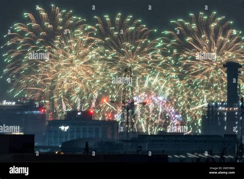 01 January 2023. London, UK. Fireworks light up the London skyline ...