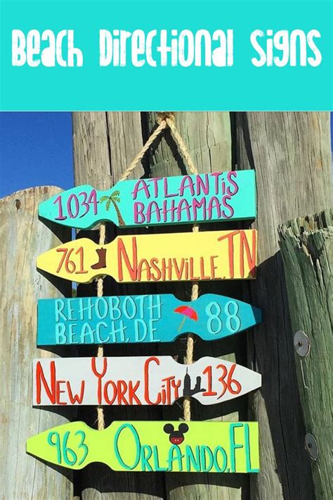 This beach directional sign is personalized with your favorite ...