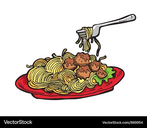 Meatballs spaghetti Royalty Free Vector Image - VectorStock