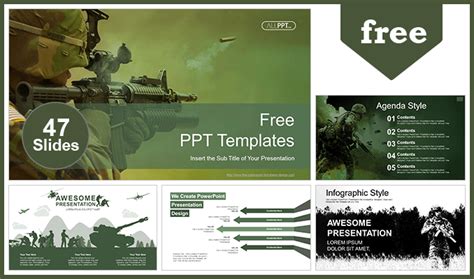 Free Military Design Theme Powerpoint Template. Armies and soldiering ...