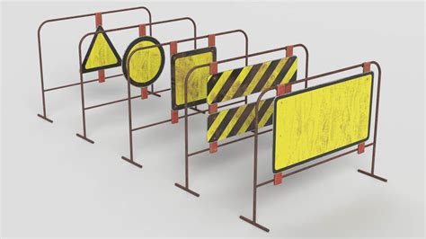 Temporary Traffic Signs - 3D Model by Grishmanovskij Anton