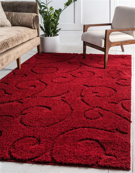 Red 9' x 12' Botanical Shag Rug | Rugs.com