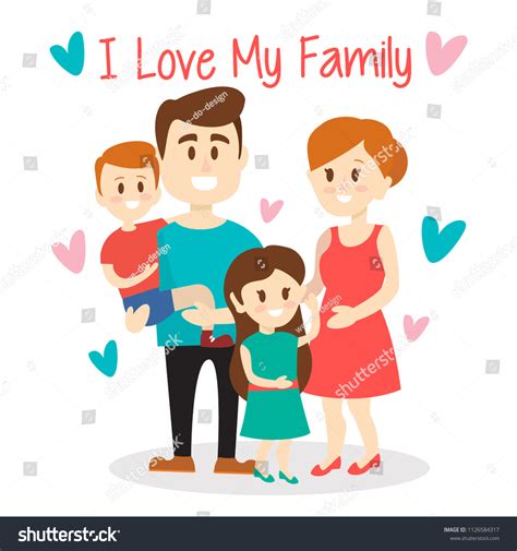 Love My Family Cute Illustration 库存矢量图（免版税）1126584317 | Shutterstock