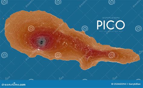 Topographic Map Of Pico, Azores Islands, Portugal. Vector Detailed ...