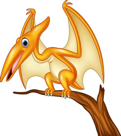 Cartoon pterodactyl on a branch 8734932 Vector Art at Vecteezy