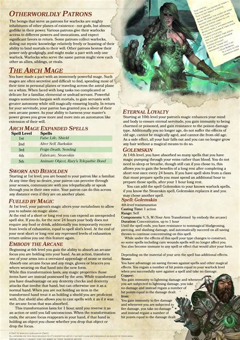 DnD 5e Homebrew — Archmage Patron Warlock by Zwets