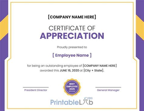 Printable Employee Appreciation Certificate Format In pertaining to New ...