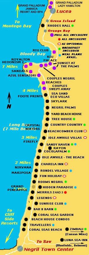 Negril Beach Resort Location Map - JAMAICA ONESTOP