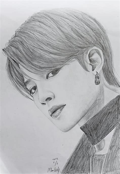 Jimin BTS Pencil Drawing Pearl Art - Illustrations ART street