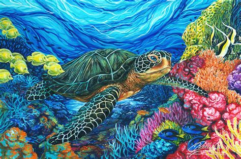 Florida Sea Turtle Artwork | Sea turtle painting, Sea turtle artwork ...