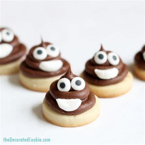 poop emoji cookies, mini cookies for an emoji party