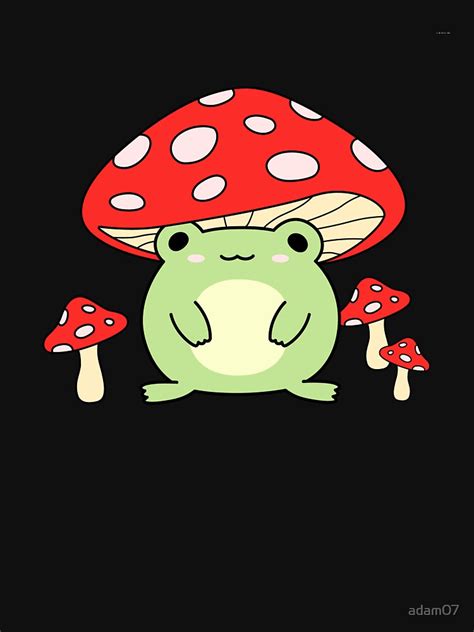 Frog with Mushroom Hat - kawaii Frog Cottagecore Aesthetic Essential T ...