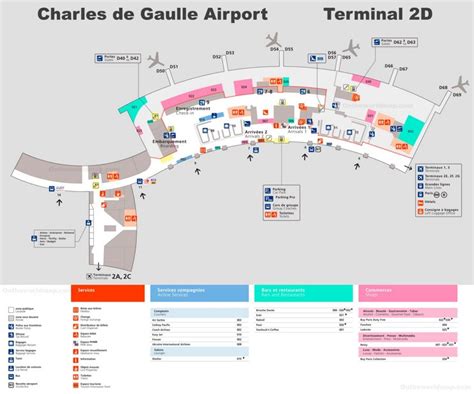 Charles de Gaulle Airport Terminal 2D Map | Paris - Ontheworldmap.com