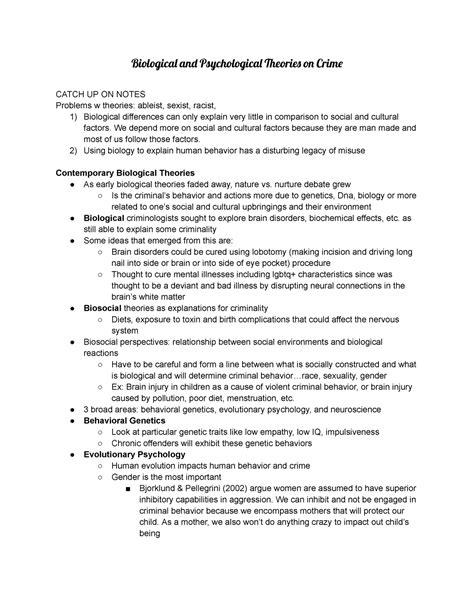 Biological and Psychological Theories on Crime - Biologica an ...