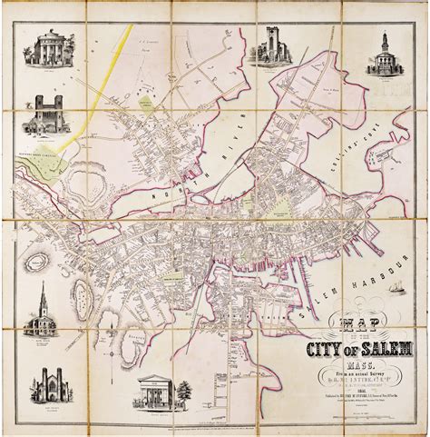 Magnificent map of Salem Massachusetts by Henry McIntyre - Rare ...