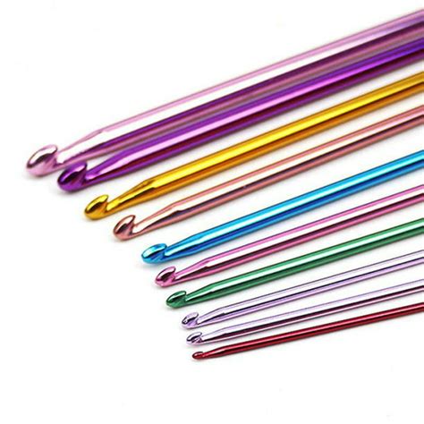 11Pcs 10.6 Inch Multicolour Aluminum Tunisian/Afghan Crochet Hooks ...