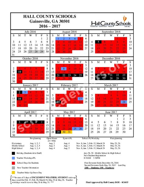 2016 - 2017 District Calendar | Riverbend Elementary School ...