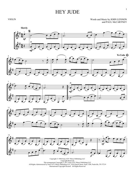 The Beatles "Hey Jude" Sheet Music Notes | Download Printable PDF Score ...