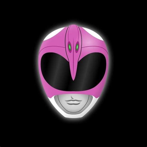 Pink Power Ranger Helmet - Black Background | Power rangers helmet ...