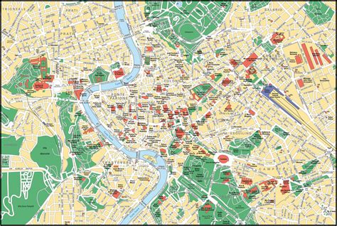 Large detailed street map of Rome city center. Rome city center large ...