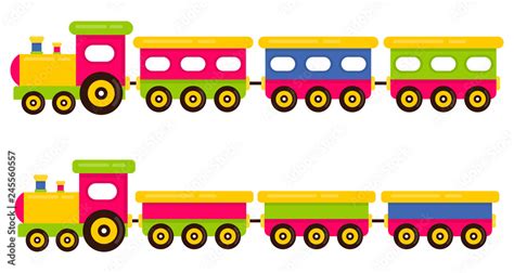 cartoon cute train and railway wagons set Stock Vector | Adobe Stock