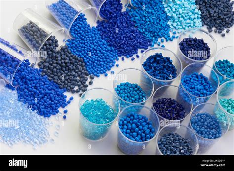 different blue plastic resin granulates for injection moulding process ...