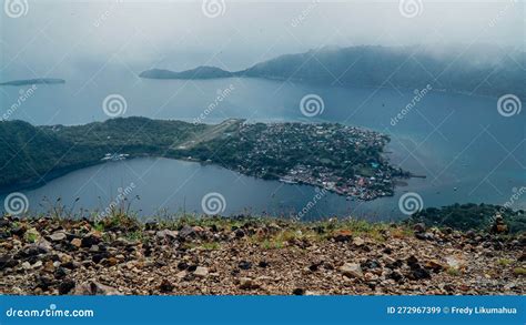 Banda Naira Island from the Top of Volcano Mountain Stock Image - Image ...