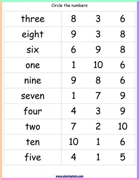 Writing Word Numbers Worksheets