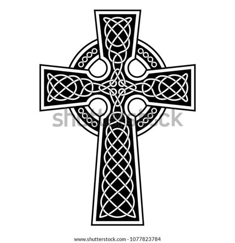 Celtic Cross White Patterns On Black Stock Vector (Royalty Free ...