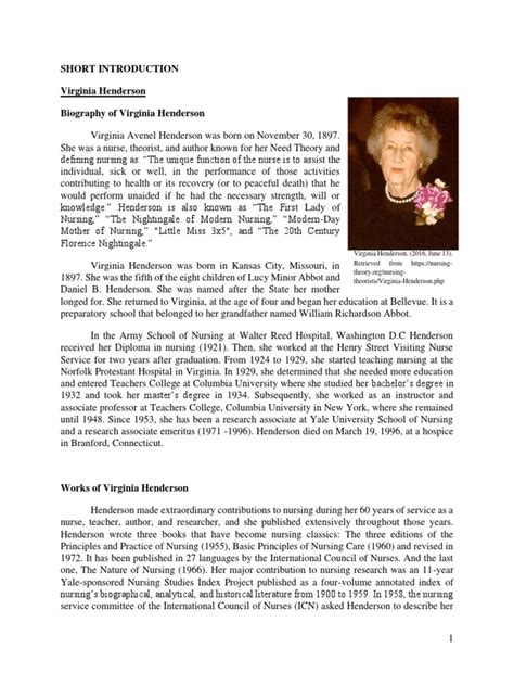 Short Introduction Virginia Henderson Biography of Virginia Henderson ...