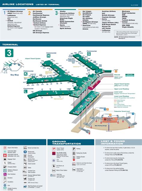 O'Hare Airport terminal 3 map - Ontheworldmap.com