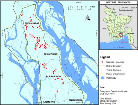 Sampled maize farming households on Bhola Island, Bangladesh ...