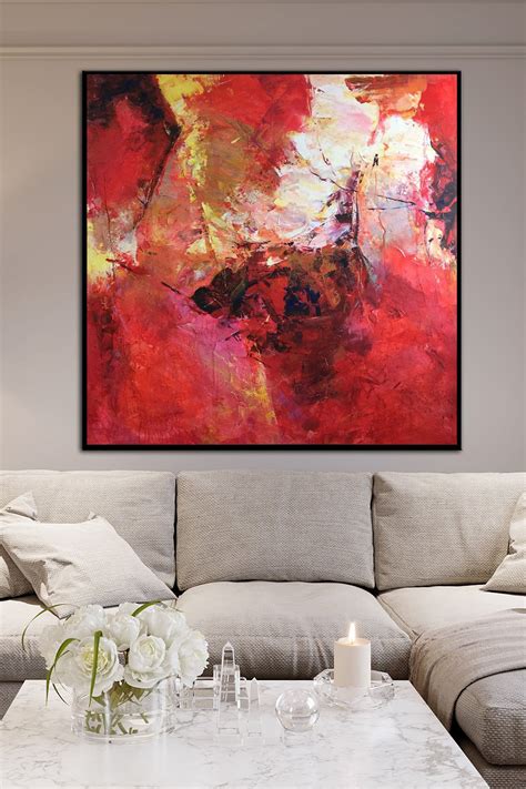 Abstract Red Autumn Leaves Paintings on Canvas Colorful Oil Fine Art ...