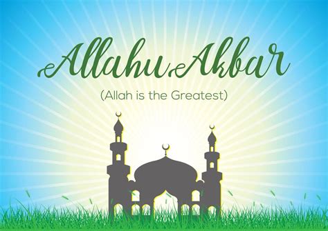 Allahu Akbar with mosque silhouette 4743721 Vector Art at Vecteezy