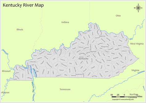 Kentucky River Map, Rivers & Lakes in Kentucky (PDF) - Whereig.com