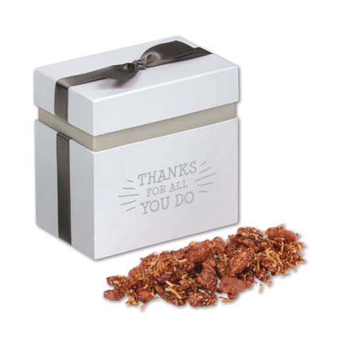 Coconut praline pecans in elegant treats gift box | Corporate Specialties