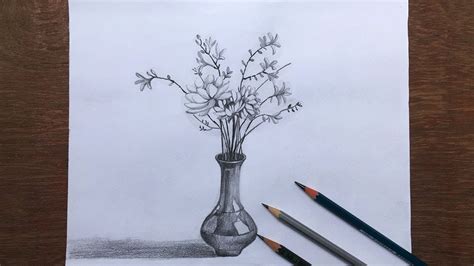 Realistic Easy Flower Vase Pencil Drawing / Cartoon pencil sketches ...