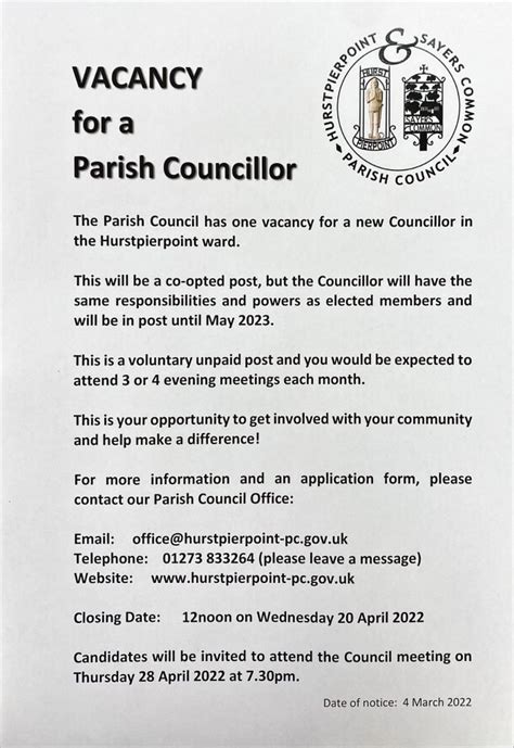 Vacancy for a Parish Councillor - Hurstpierpoint & Sayers Common Parish ...