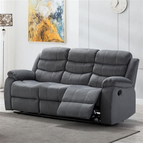 Jim Collection Contemporary Living Room Upholstered Reclining Sofa with ...