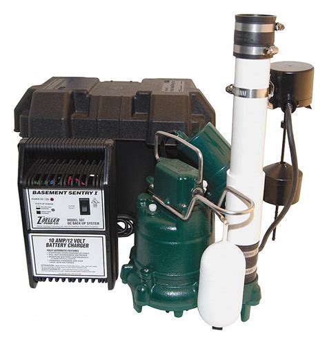 Primary Sump Pump w/ Battery Back Up System, 1/3 HP - Grainger