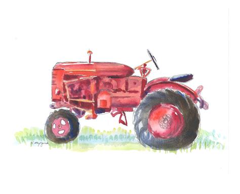 Red Tractor Print for Boys Bedroom, Baby or Toddler Farm Themed Wall ...