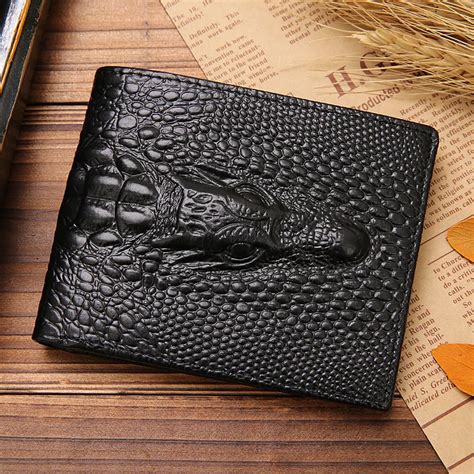 Fashion Brand Men Wallets Genuine Leather Crocodile Pattern Men Purse ...