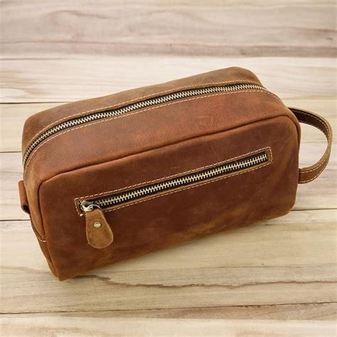 Personalized leather dopp kit, mens leather toiletry bag, mens dopp kit ...