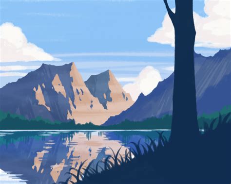 [Técnica] Ilustración de paisajes sin arte lineal | MediBang Paint ...