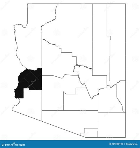 Map of La Paz County in Arizona State on White Background. Single ...