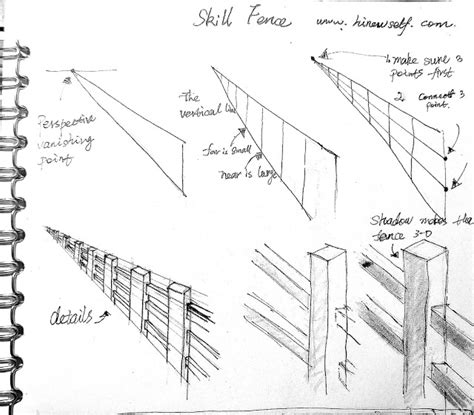 How To Draw A Fence In Perspective - Aesthetic Drawing