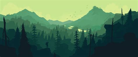 Download 3440x1440 Minimalist Green Mountain Landscape Wallpaper ...