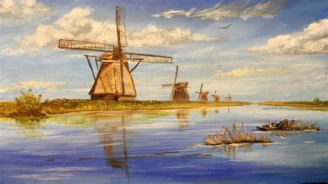 Windmills of Holland, Collaboration, Acrylic painting, clive5art - YouTube