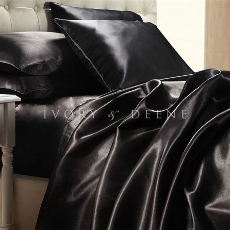 Satin Sheet Set - Luxury Black | Satin bedding, Silk bedding, Satin sheets