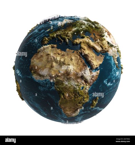 3D earth map with relief, white background Stock Photo - Alamy